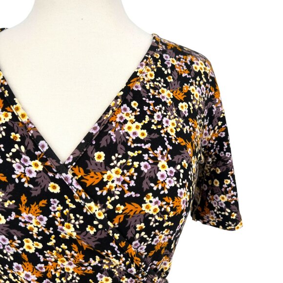 41 Hawthorn Floral Print Short Sleeve Dress Black Multicolor Size Large NWT - Picture 3 of 9